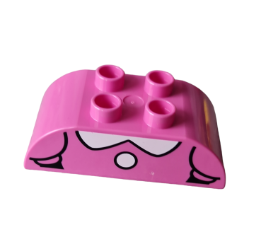 Lego Duplo 2 x 4 Dark Pink Oblique Bent Double With White Collar And Button Pattern (98223pb019)
