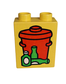 Lego Duplo, brick 1 x 2 x 2 with trash can (4066pb058)