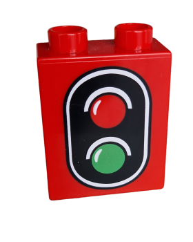 Lego Duplo, brick 1 x 2 x 2 with traffic light double pattern (4066pb276]