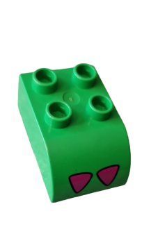 Lego Duplo brick 2 x 3 sloping curved with magenta triangles pattern (2302pb01)