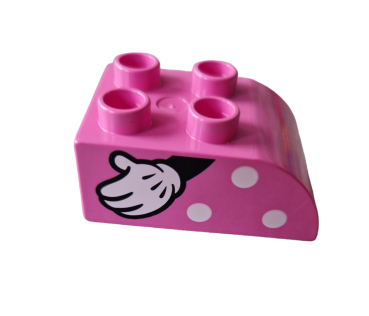 Lego Duplo 2 x 3 slant curved with white spots and left hand with glove pattern (2302pb16L)