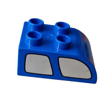 Lego Duplo Stein 2 x 3 Schräge gebogen mit silbernem Fahrzeugscheibenmuster auf beiden Seiten