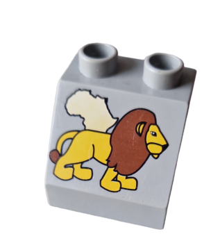Lego Duplo Dach Stein neu-hell grau 2x2x1 bedruckt Löwe gelb Mähne braun Karte von Afrika (6474pb14)