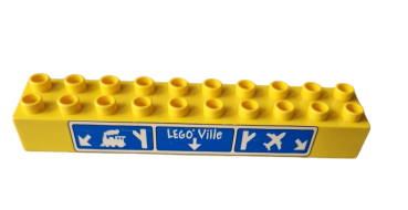 Lego Duplo Stein 2 x 10 mit Legoville-, Zug- und Flughafenmuster (2291pb03)
