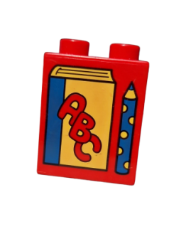 Lego Duplo brick red 1x2x2 printed ABC book pen (4066pb033)