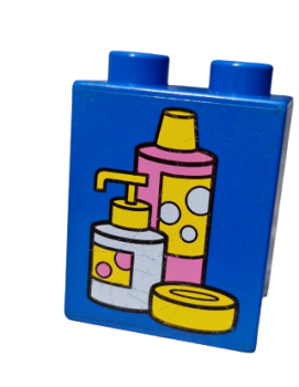 Lego Duplo Motivstein blau 1x2x2 bedruckt Shampoo Seife Spender (4066pb132)