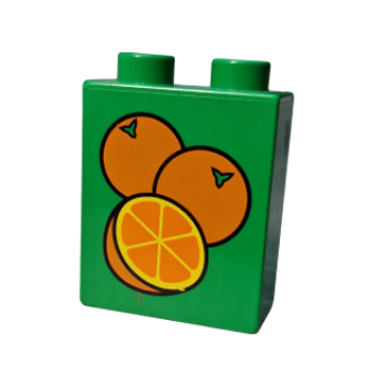 Lego Duplo, Stein 1 x 2 x 2 mit 3 Orangen (4066pb293)