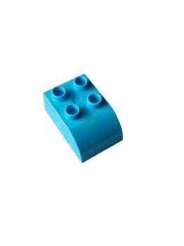 Lego Duplo tile roof stone 2 x 3 slope curved (2302) medium azure blue