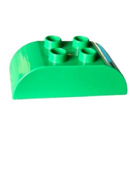 Duplo, brick brick 2 x 4 slope curved double (98223) light green