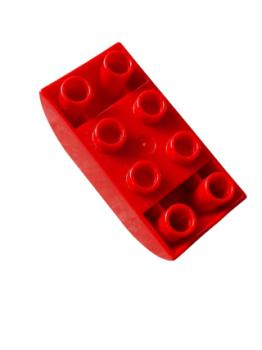 Lego Duplo brick brick 2 x 4 slant curved inverted double (98224) red