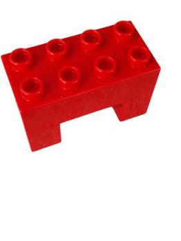 Lego Duplo bridges building block 2x4x2 green with 2x2 cutout (6394) red