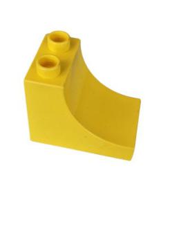 Lego Duplo brick 2 x 3 x 2 with curve (2301) yellow
