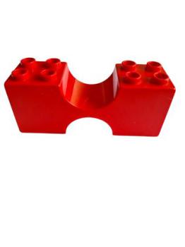 Lego Duplo construction brick 2x6x2 red in the middle bent round bridge (x1108) red