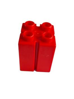 Lego Duplo building brick 2x2x2 with guide (41978) red