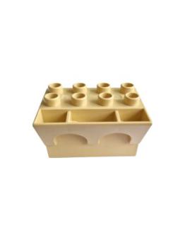 Lego Duplo construction brick battlement bottom 3x4x2 with curved parapet (51732) tanning tan