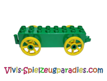 Lego Duplo Car Base 2 x 8 x 1 1/2 with Large Yellow Spoked Wheels (31174c02)