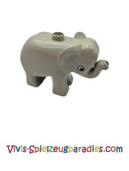 Lego Duplo baby elephant, eyes round (elephc01pb01) light gray