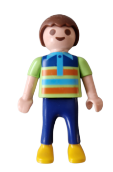 Playmobil boy with green shirt with stripes