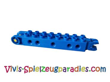 Lego Duplo, Toolo Stei 2 x 8 with 10 side screw inserts, swivel bracket end and clip end (bar102) blue