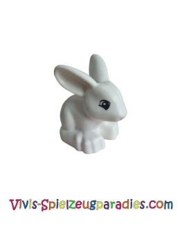 Lego Duplo bunny / rabbit head turned to the left with eyes on top semi-circular and dark pink nose pattern (dupbunnypb01) white