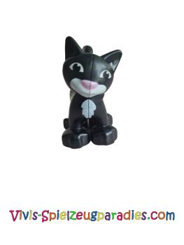 Lego Duplo cat standing with white chest and mouth pattern (dupcat1pb02)