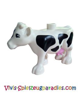 Lego Duplo Kuh Laufend, schwarze Flecken, leuchtend rosa Euter (dupcow1c01pb01)