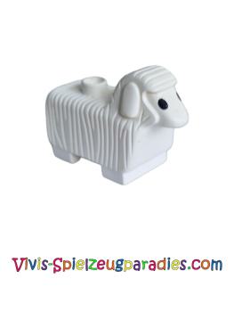 Lego Duplo Sheep with Flat Ears Black Eyes Pattern (dupsheeppb01) Cream White