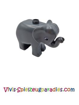 Lego Duplo Elefantenbaby, Augen quadratisch (elephc01pb02) dunkelblau grau