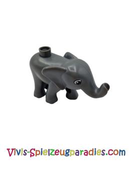 Duplo Baby Elephant, Walking, Eyes Square Pattern (eleph5c01pb01) dark blue gray