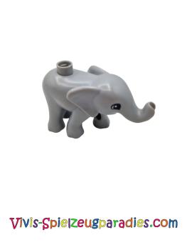 Lego Duplo baby elephant, walking, eyes semicircular pattern (eleph5c01pb02) light blueish gray