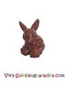 Lego Duplo bunny / rabbit head turned to the left with eyes on top semi-circular and dark pink nose pattern (dupbunnypb01) red-brown